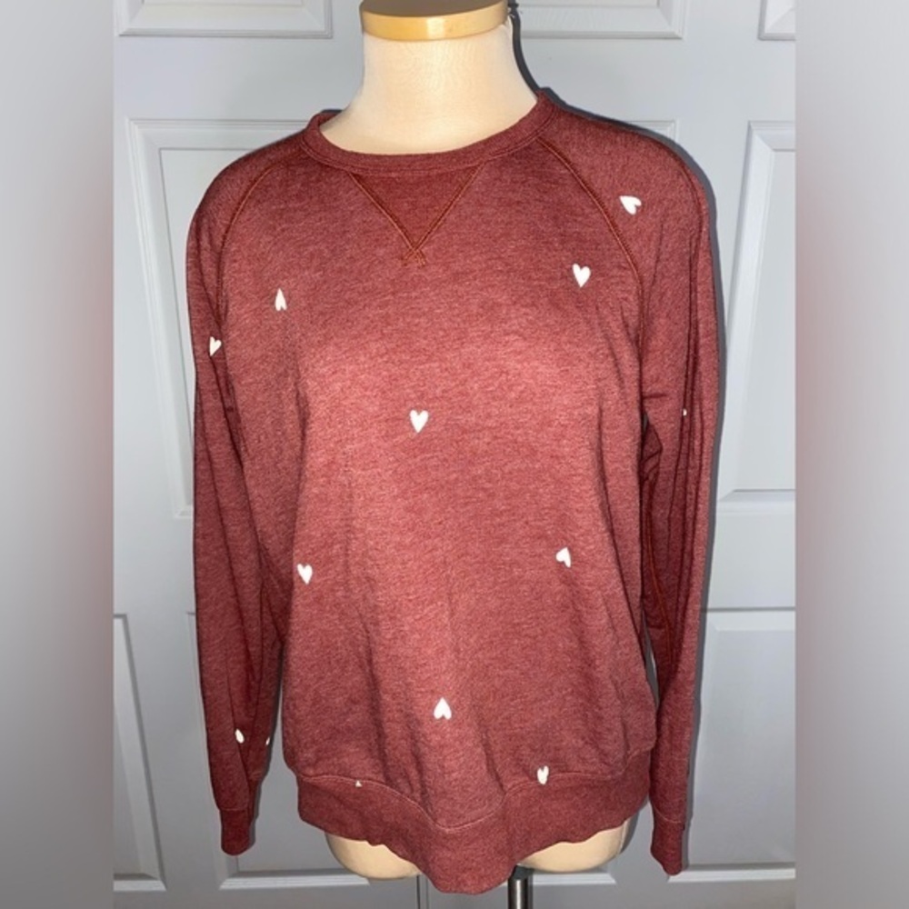 SO Burnt Orange Mini Hearts Sweatshirt - Size M, Autumn